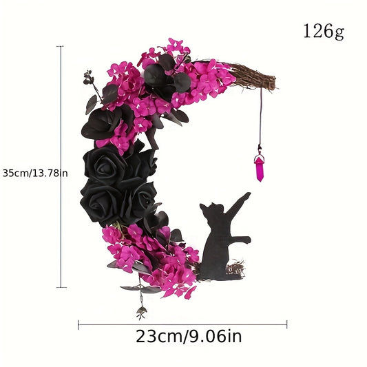 Curved Moon Cat Garland Door Hanging Halloween Decoration