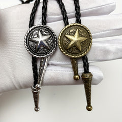 Men's Retro Pentagram Metal Pendant Tie Western Cowboy Shirt Sweater Accessories