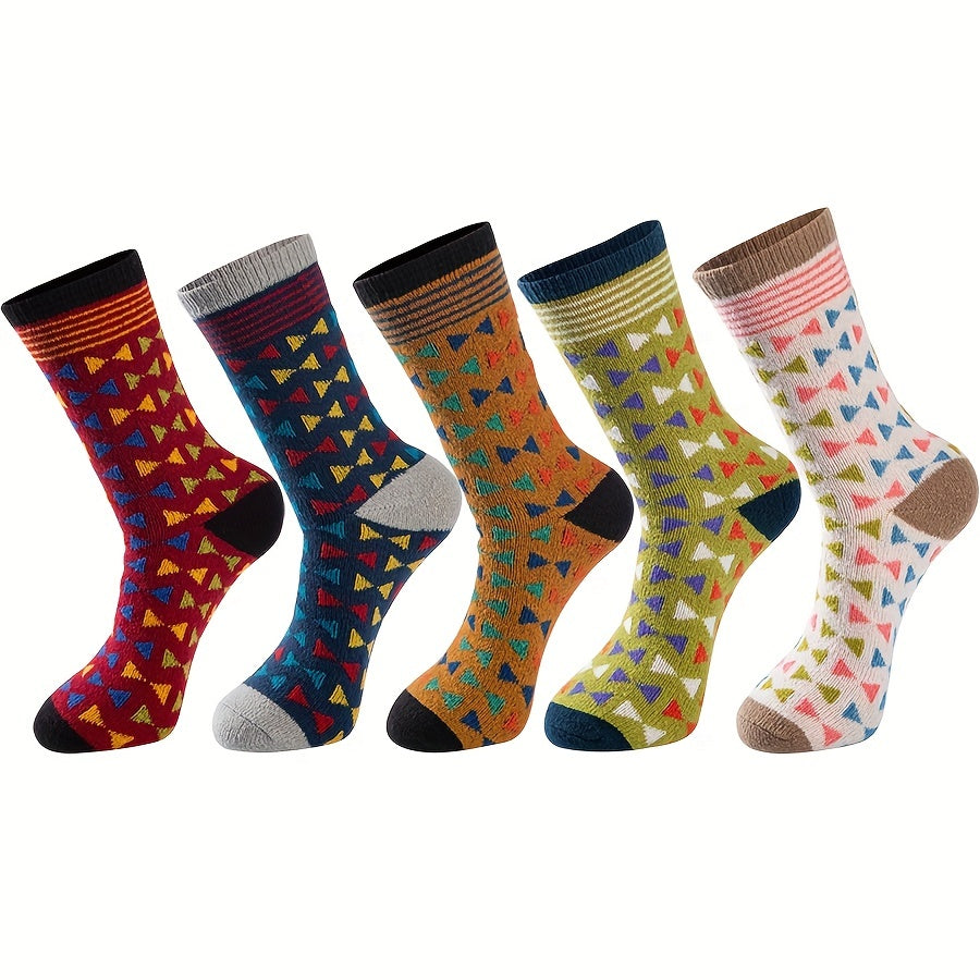 3 Pairs Geometric Pattern Socks Women's Mid Tube Stockings