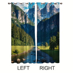 Mountain Grassland Coniferous Forest Curtain Tapestry for Home Decor