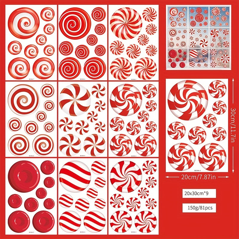 81pcs Christmas Window Stickers Red Candy Static Decorations 19 99 29 72 Cm