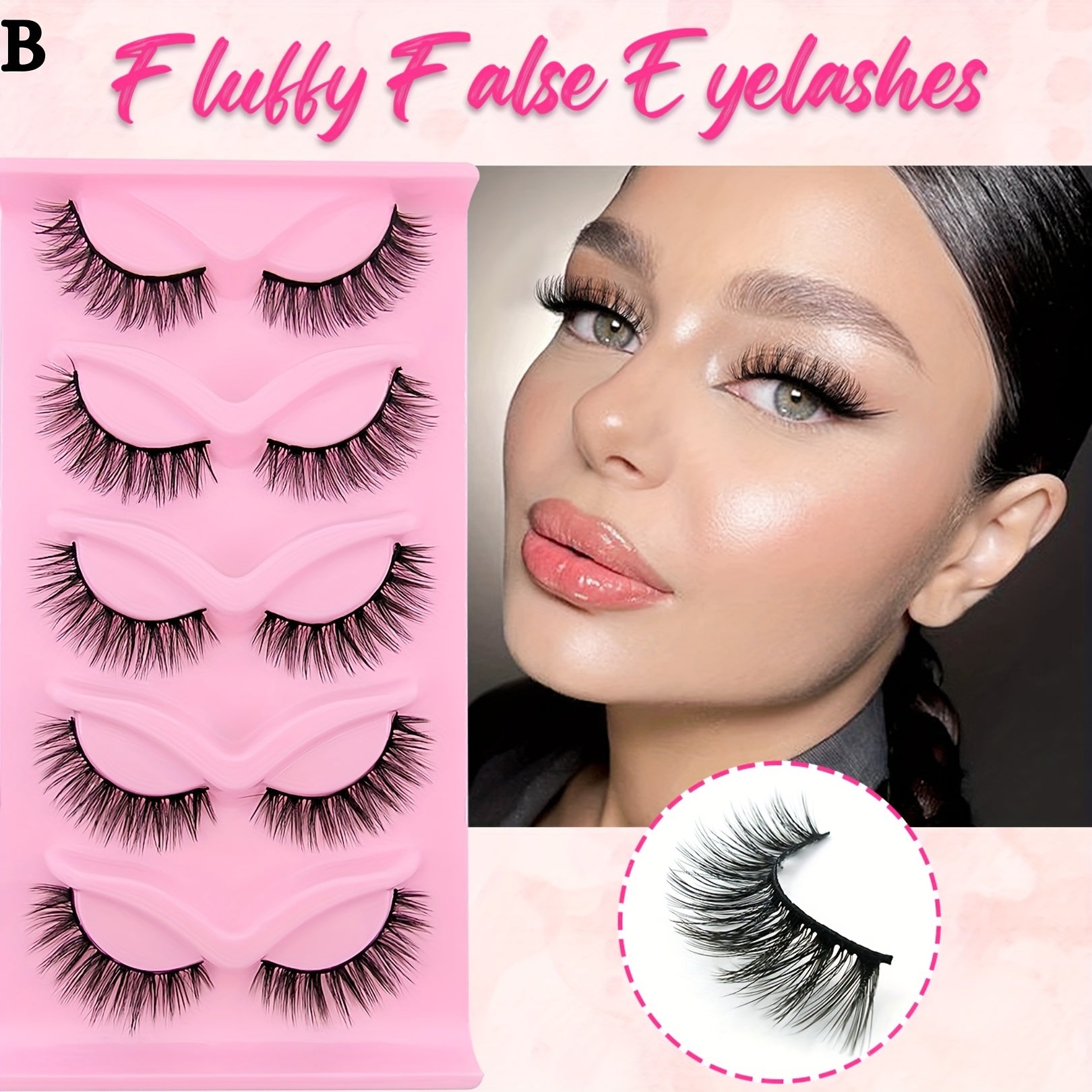 5 Pairs Cat Eye Sexy Curling Faux Mink False Eyelashes