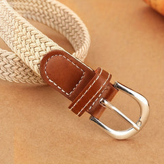 Men's Elastic Nylon Sport Braided Belt No Holes Waist Belt