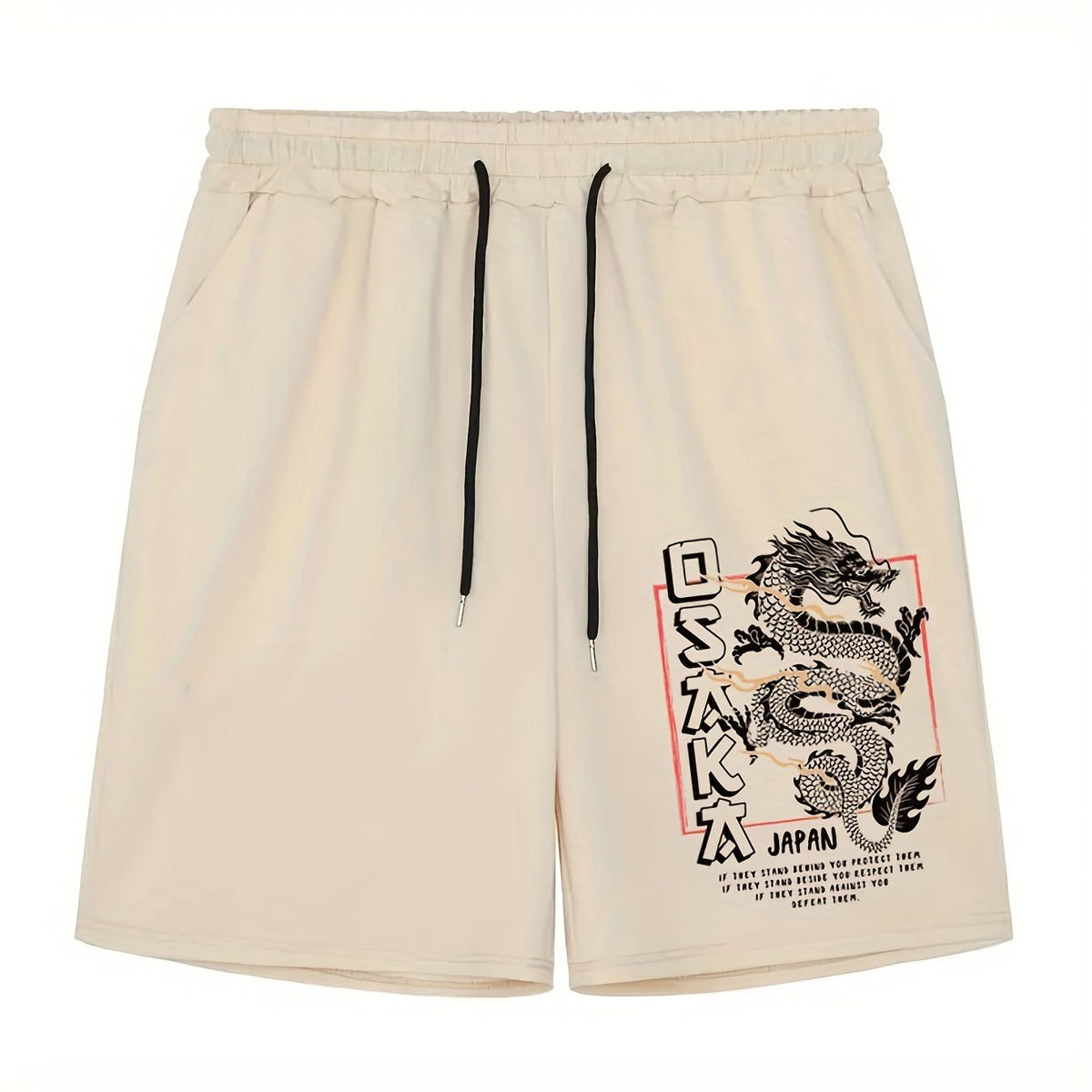 Men's Casual Dragon Print Pleated Shorts