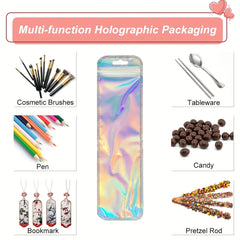 20pcs Holographic Ziplock Bags for Makeup Brushes Lip Gloss Jewelry Candy