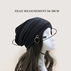 Metal Ring Slouchy Beanie Hat