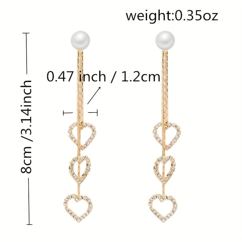 Heart Shaped Pearl Tassel Earrings Lucky Party Jewelry