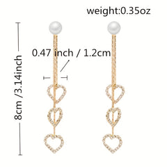 Heart Shaped Pearl Tassel Earrings Lucky Party Jewelry