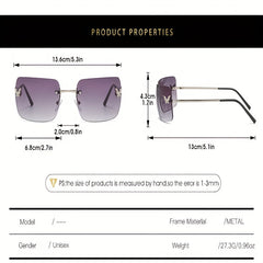 Y2K Butterfly Rimless Sunglasses Gradient UV400 Sun Shades for Women