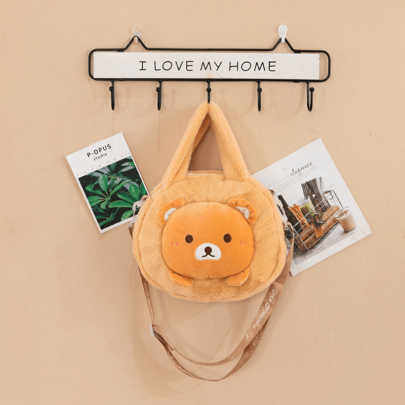 Plush Zipper Crossbody Bag Rabbit&Bear&Turtle Handbag for Women