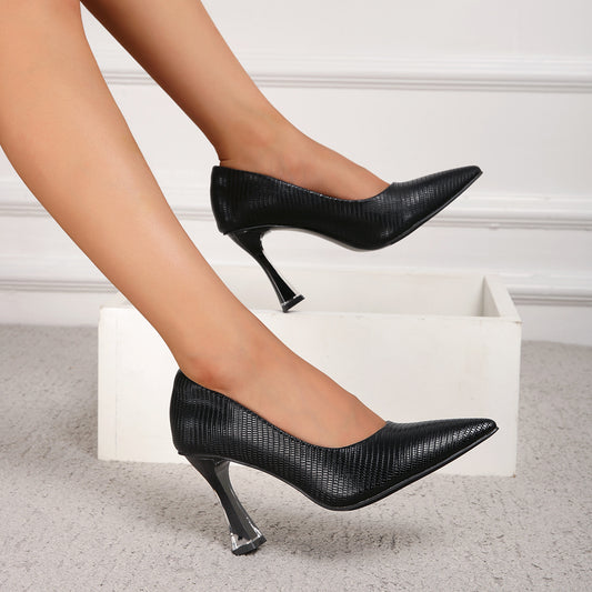 Women's Stiletto High Heels Lightweight Pointed Toe Faux Leather Pumps