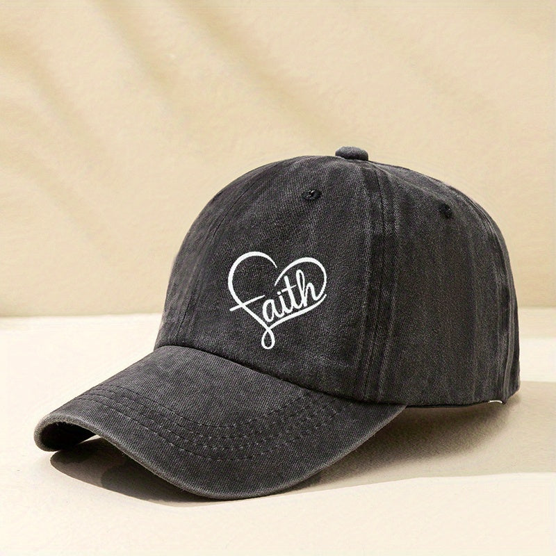 FAITH Heart Print Baseball Cap Unisex Couple Sun Hat
