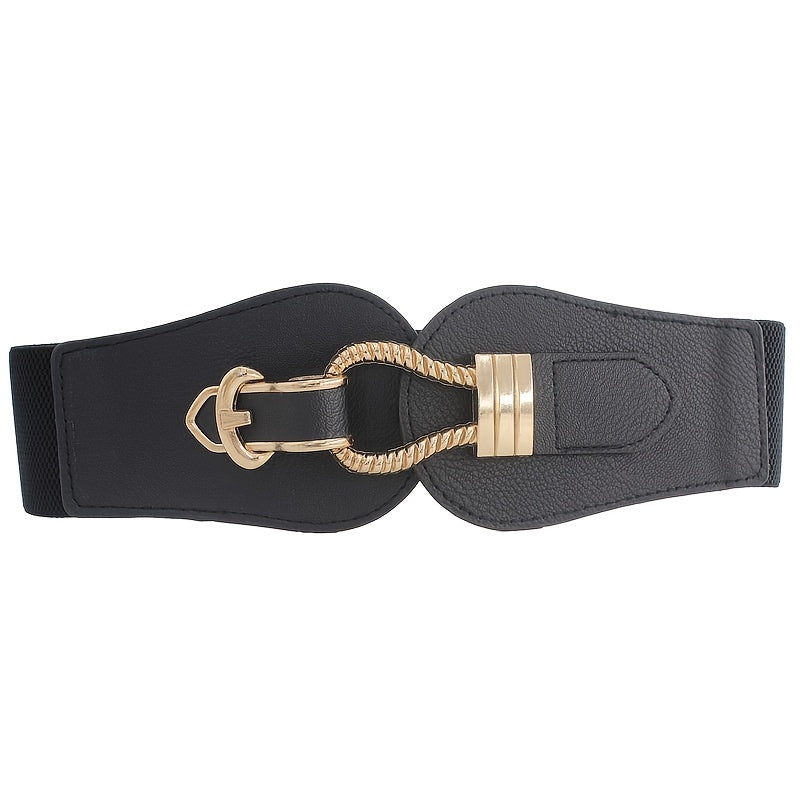 Vintage Elastic Wide Belt Metal Buckle Waist Belt For Dresses