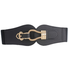 Vintage Elastic Wide Belt Metal Buckle Waist Belt For Dresses