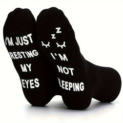 Funny Resting My Eyes Socks Dad Grandpa Mom Grandma