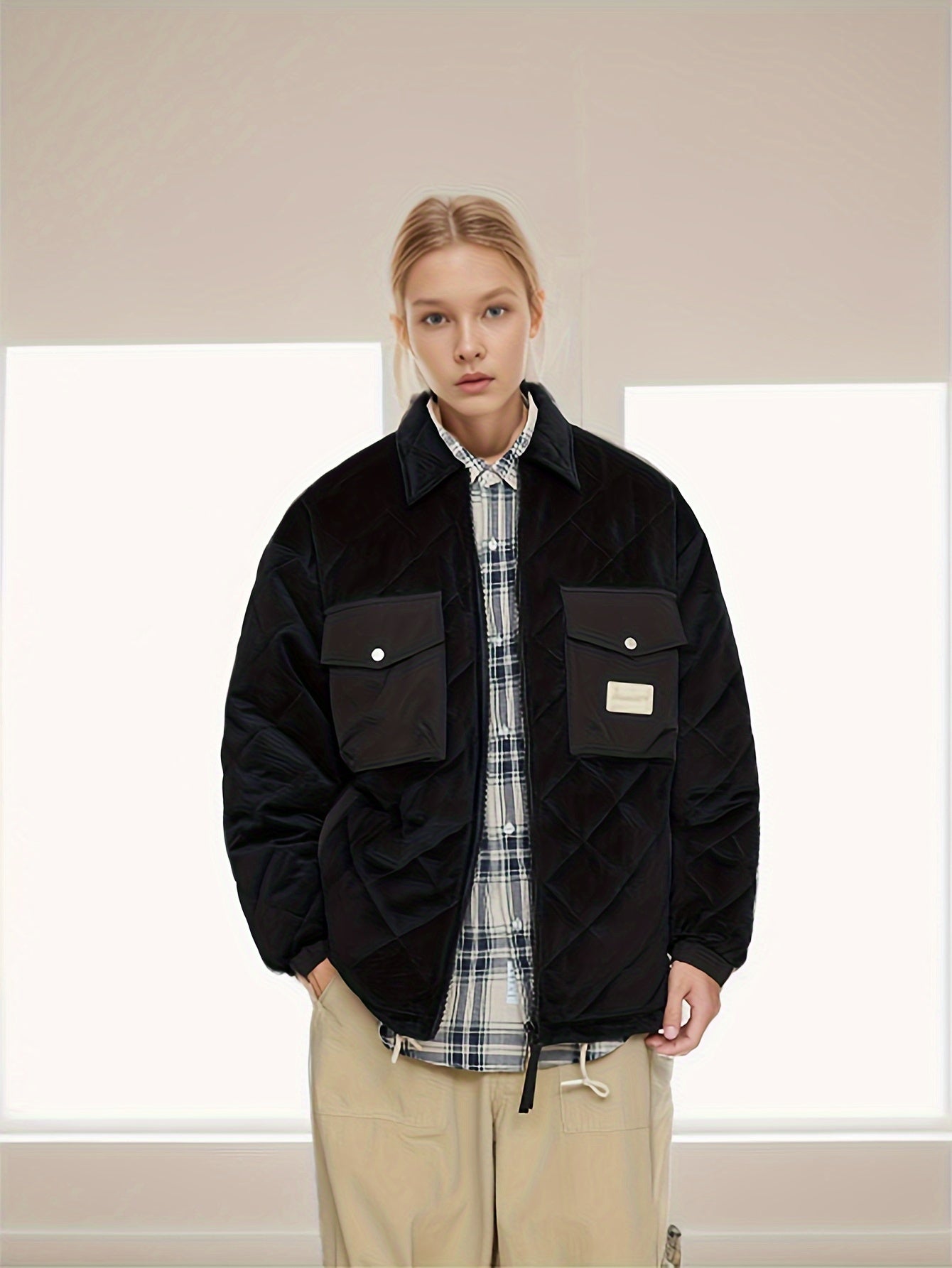 Versatile Label Puffer Coat Casual Sports Jacket