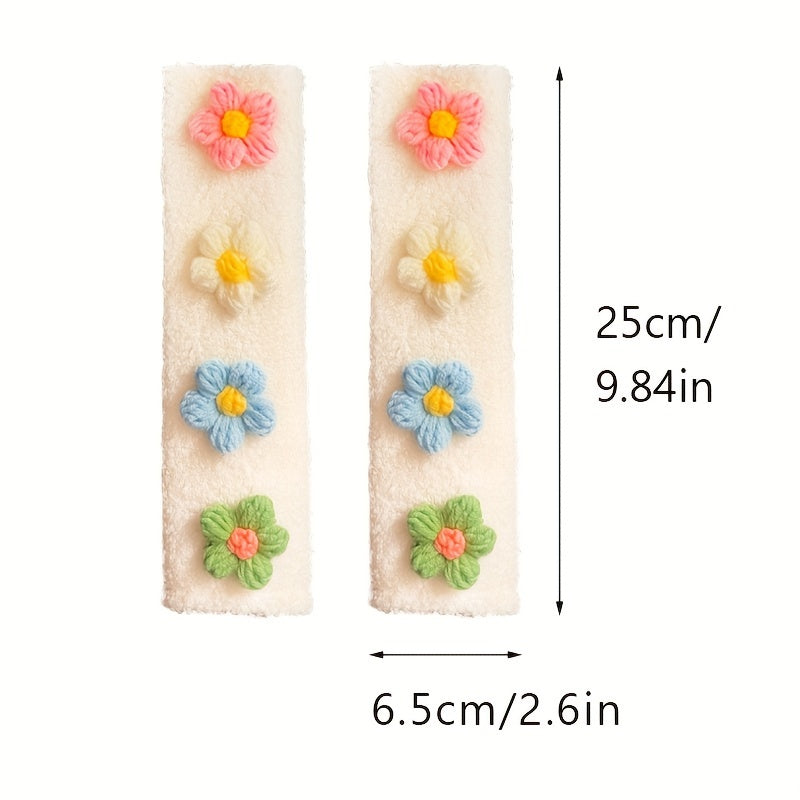 2pcs Car Seat Belt Cover Hyuna Flower Plush Shoulder Protector