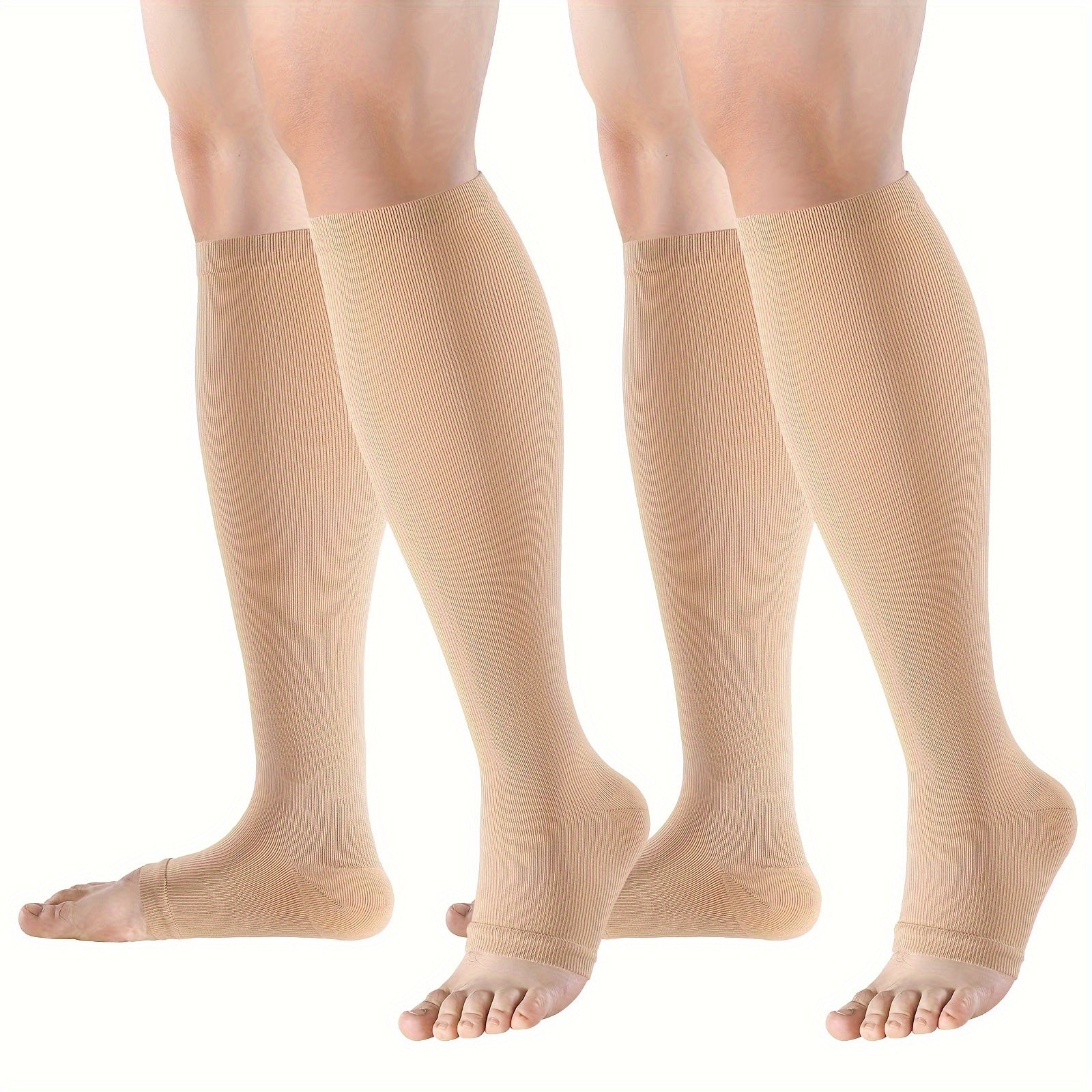 2 Pairs Open Toe Compression Socks for Women and Men