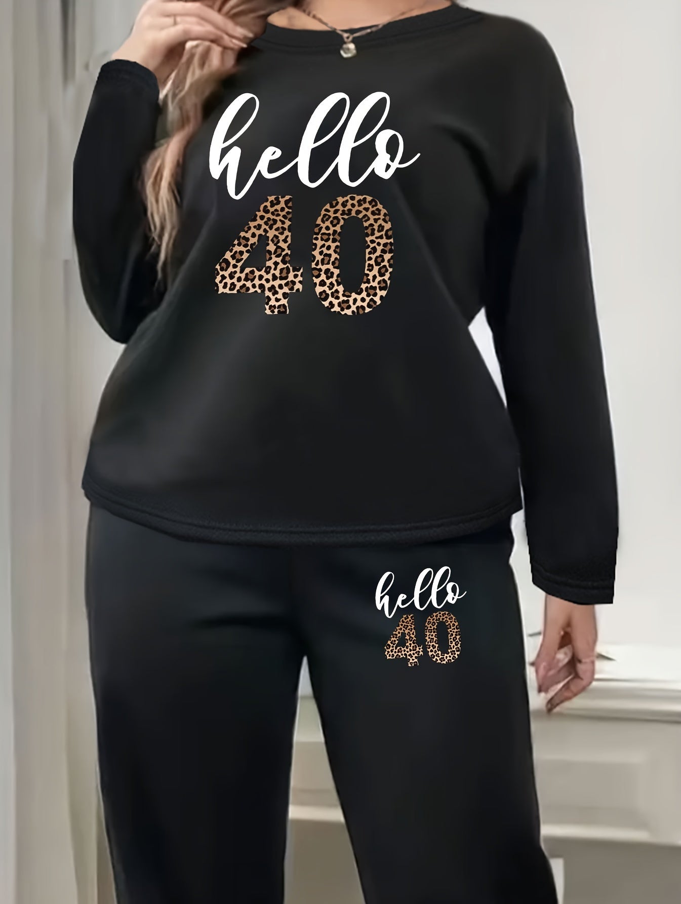 Women's Plus Size Letter Print Loungewear Set