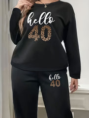 Women's Plus Size Letter Print Loungewear Set