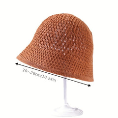 Hollow Crochet Bucket Hat Breathable UV Prot