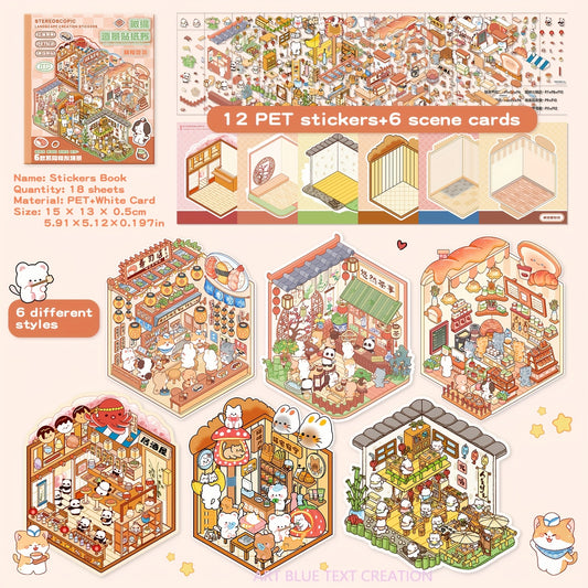 Building Sticker Book with 20 Scene Cards and 2 Tweezers