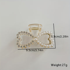 Acrylic Bow Hair Claw Clip Rhinestone Faux Pearl Banana Clip Jaw Clamp