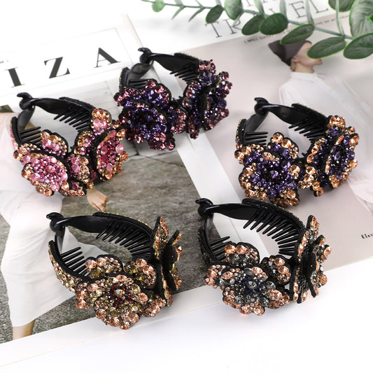 Rhinestone Flower Hair Clip for Women Birthday