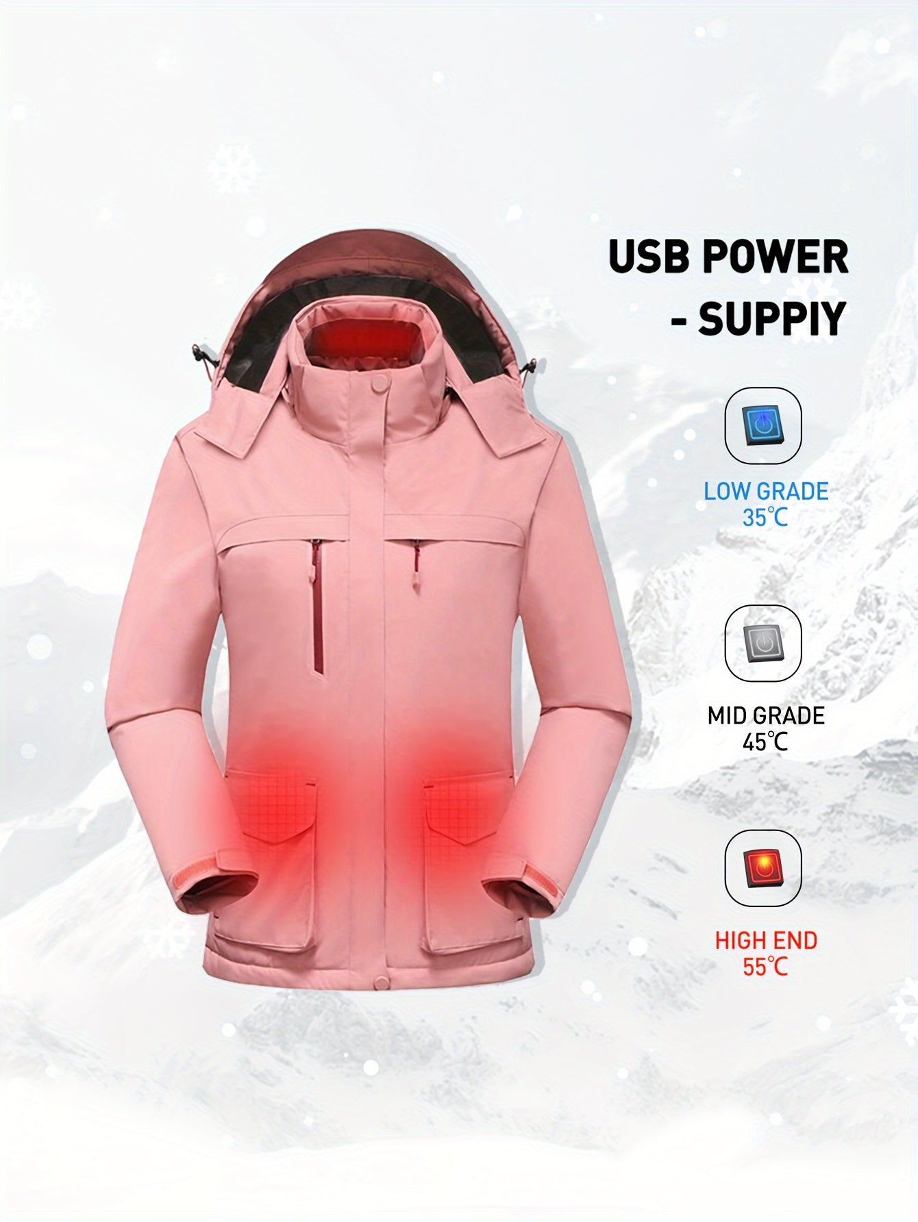 Waterproof Hooded Ski Jacket for Women