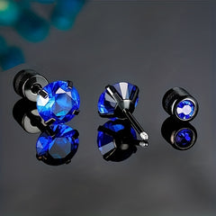 5Pairs Colorful CZ Screw Back Earrings Double Sided Rhinestone Stud Couple Earri