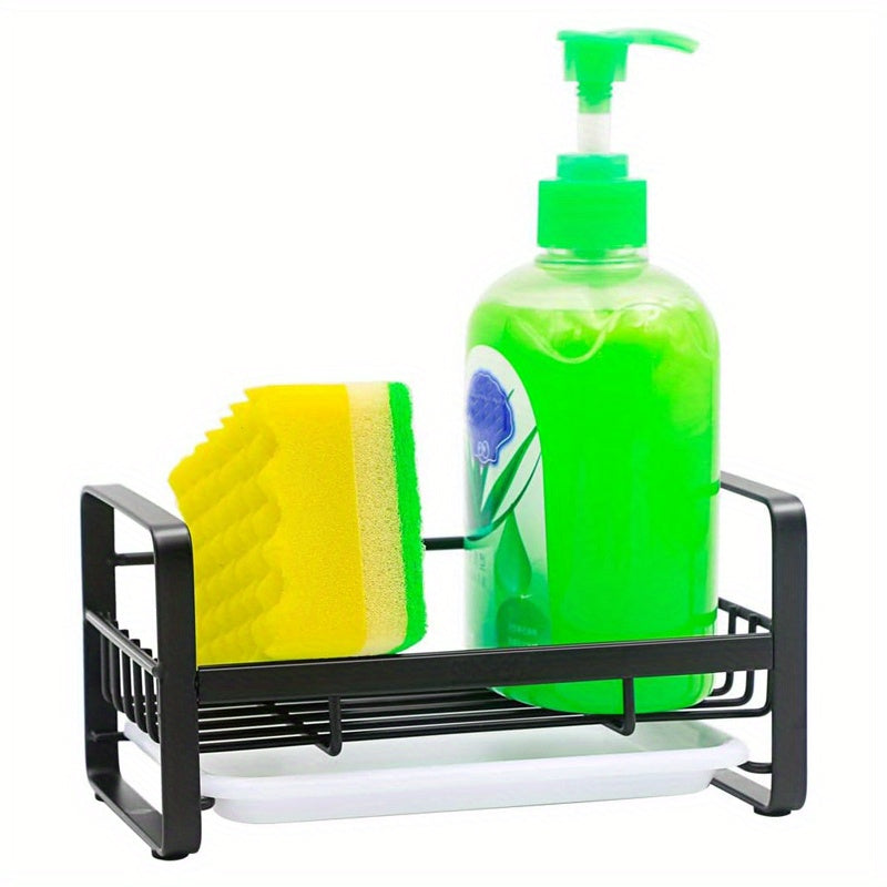 Stainless Steel Sponge Holder for Kitchen Sink with Drain Pan