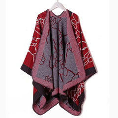 Flower Print Shawl Plaid Long Winter Warm Shawl