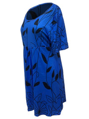  Floral Print Short Sleeve Dress Medium Stretch