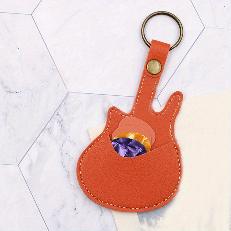 Guitar Shaped Keychain with Pick Case
