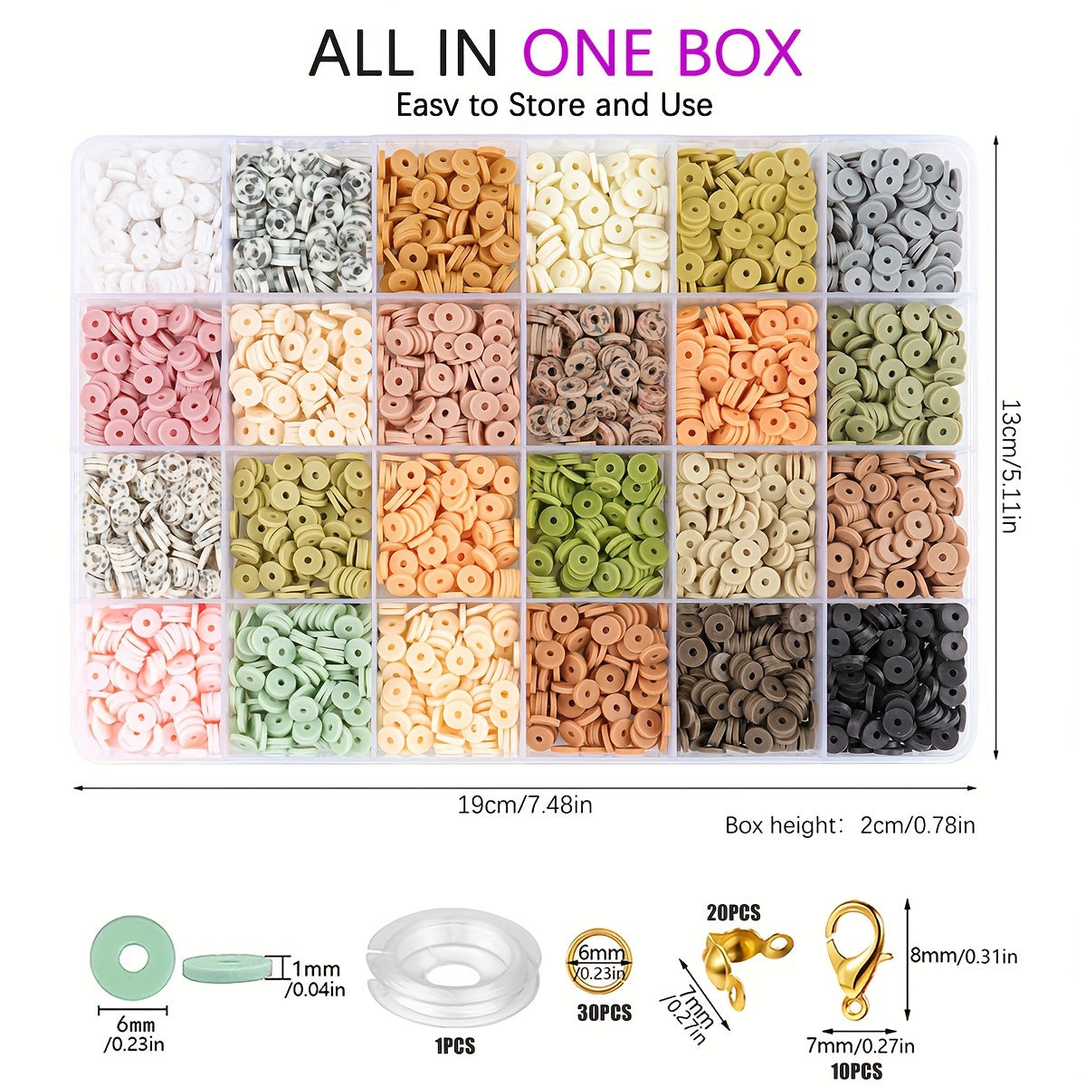 DIY Bracelet Making Kit 2400pcs Clay Bead Set Stone Beads Polymer Flat Beads
