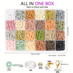 DIY Bracelet Making Kit 2400pcs Clay Bead Set Stone Beads Polymer Flat Beads