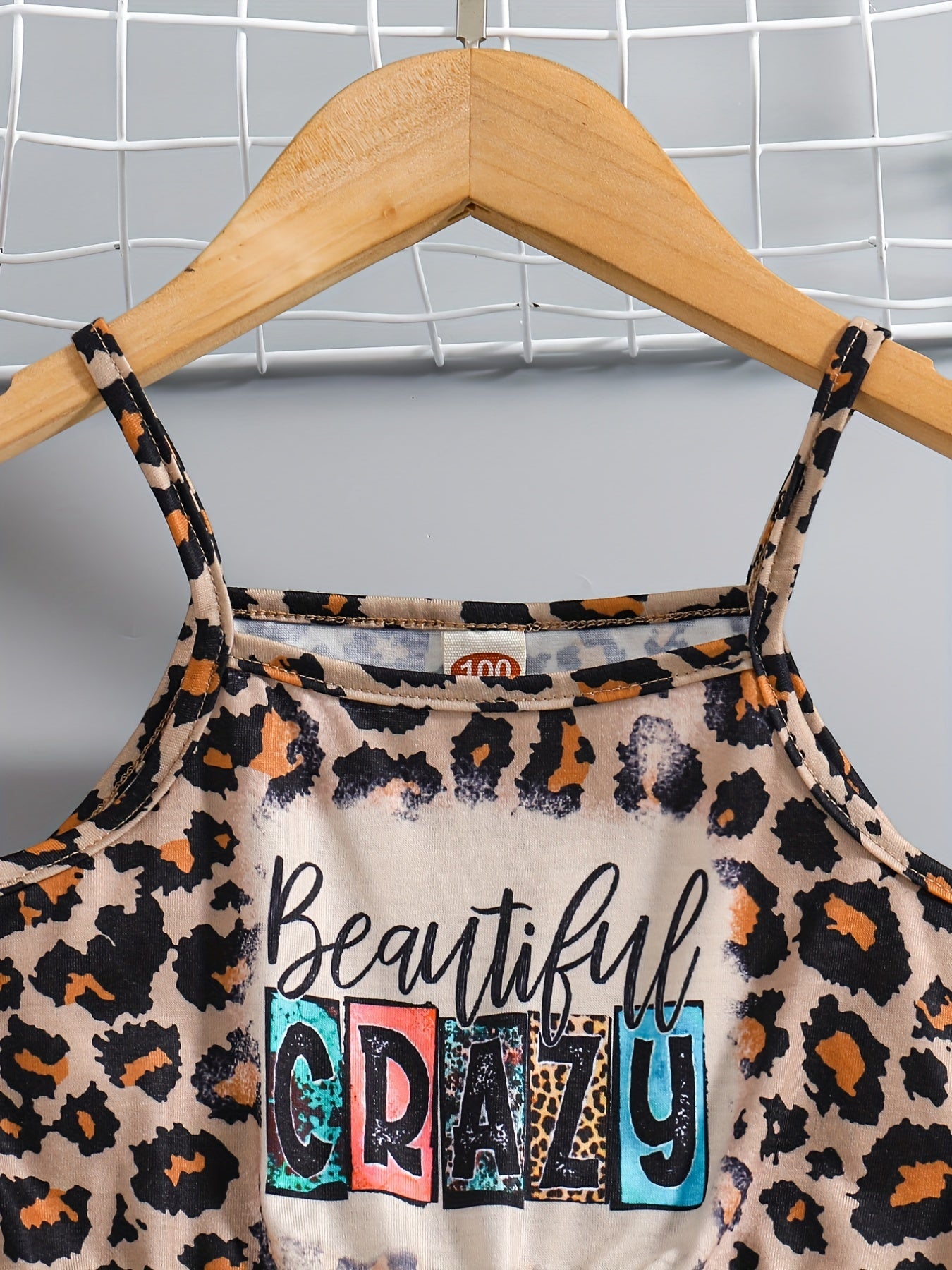 Girls' Leopard Graphic Cami Romper Jumpsuit