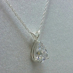 925 Silver Teardrop Gemstone Zircon Pendant Necklace