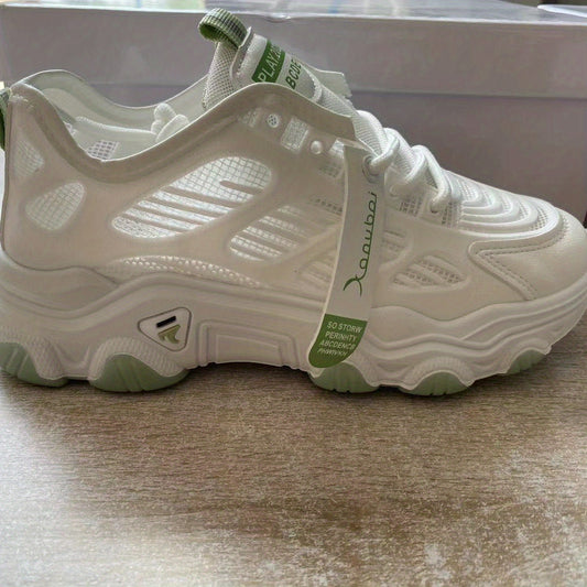 Women's Mesh Chunky Sneakers Hollow Out Lace Up Low Top Sports Shoes