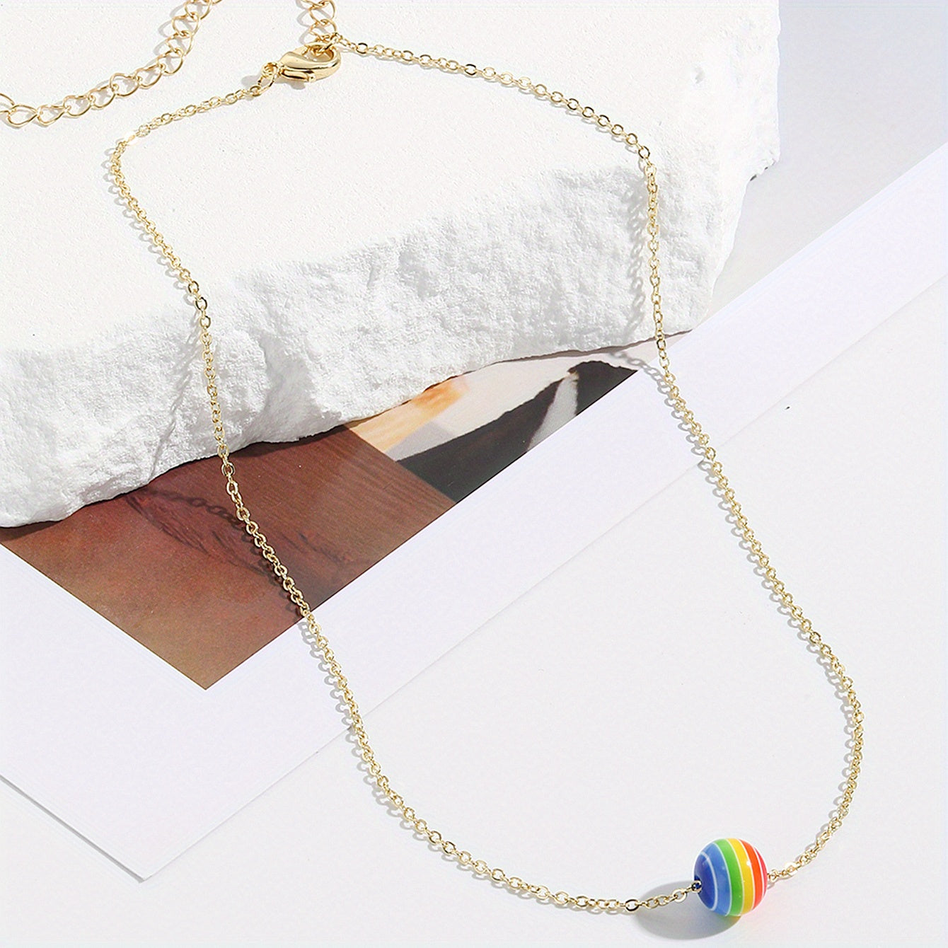 LGBT Rainbow Pendant Necklace for Women Chocker Pride Month Gift