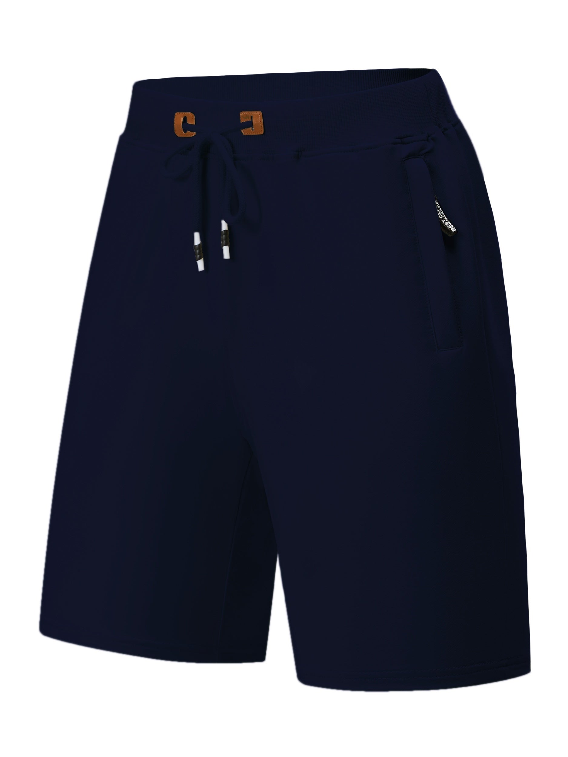Men's Casual Fit Drawstring Shorts Elastic Waist Zip Pockets
