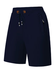 Men's Casual Fit Drawstring Shorts Elastic Waist Zip Pockets
