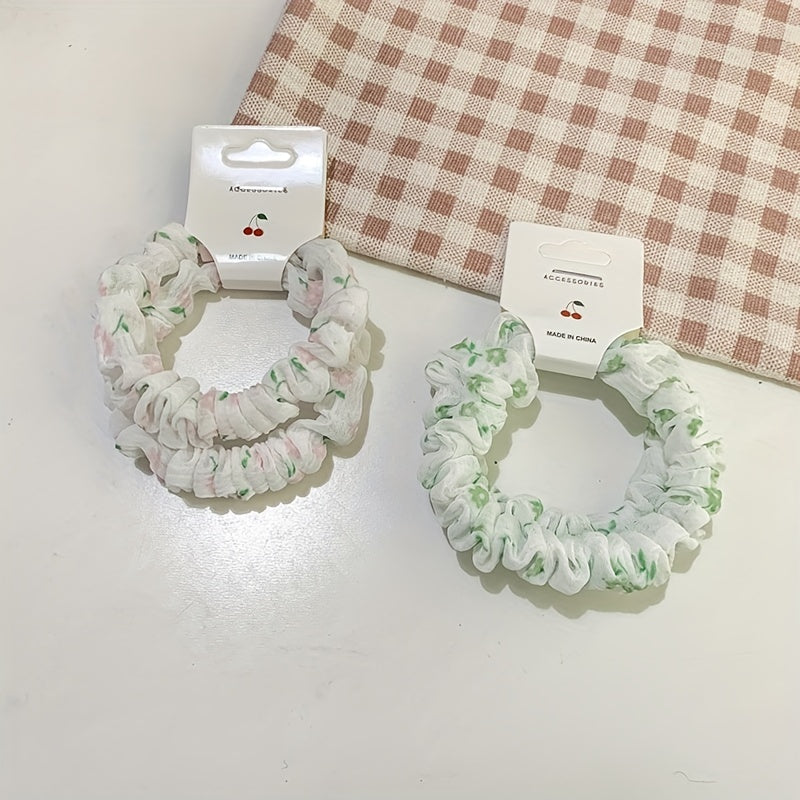 2pcs Yarn Floral Hair Tie Elastic Hair Rope Ponytail Rubber Band for Girls Women