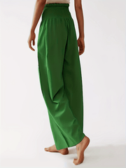 Drawstring Waist Wide Leg Pants Casual Solid Long Length