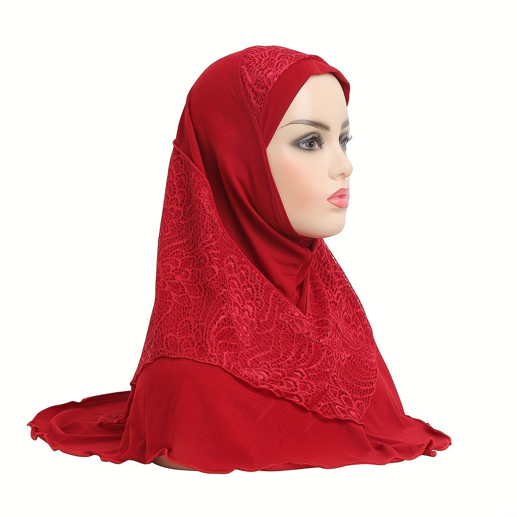 Muslim Hijab Arab Hat Lace Stitching Veil Hat for Girls