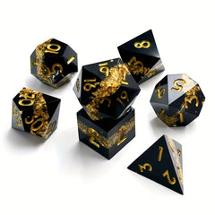 7pcs Golden Pattern Resin Dice Mini Dice For Game Entertainment