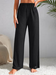  Retro Pants Women's Plus Solid Waffle Elastic Semi Sheer High Rise