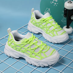 Women's Mesh Chunky Sneakers Lace Up Low Top Sport Shoes