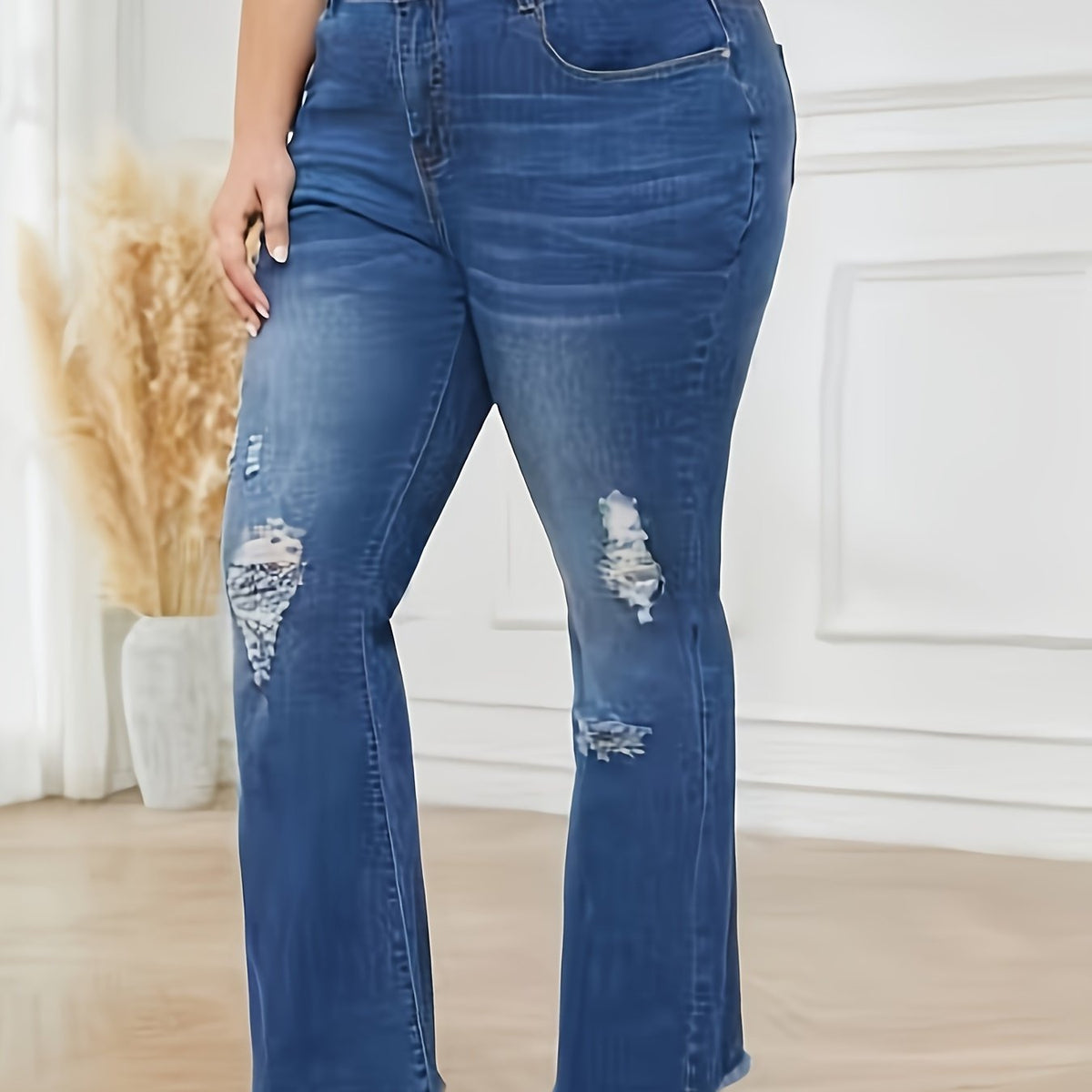  Ombre Ripped High Rise Flared Leg Jeans