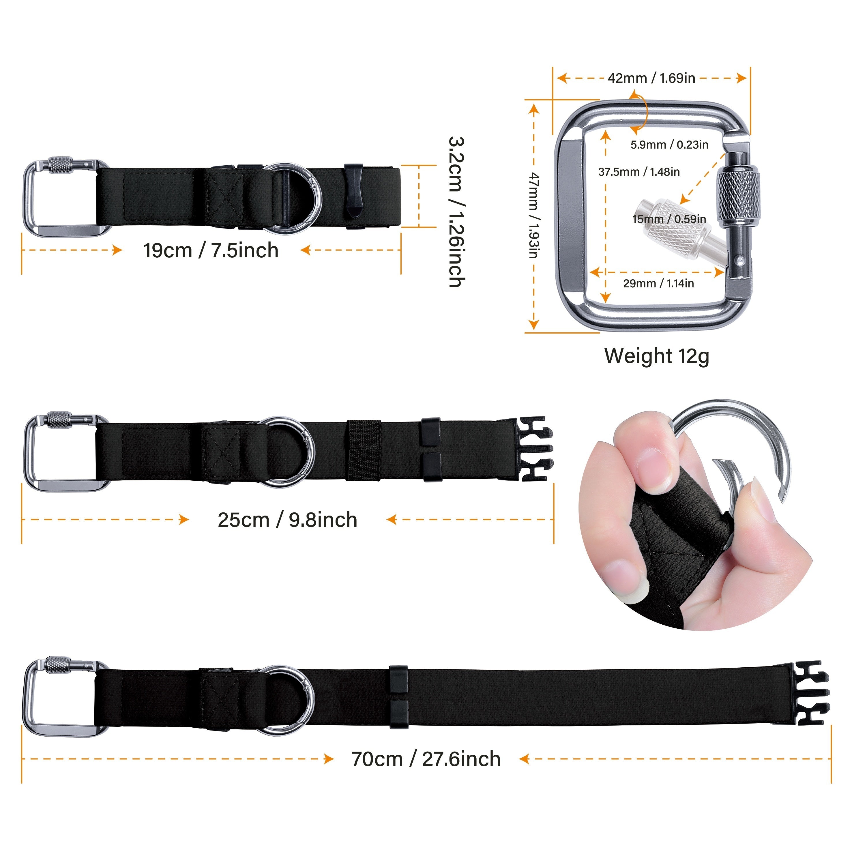 Stroller Hooks Adjustable Travel Strap with Square Hooks and Round Loop Buckles